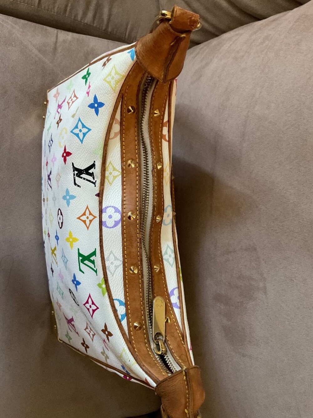 Louis Vuitton Vintage Multicolore Multicolor Boulogne Hobo Bag White Murakami - Picture 10 of 16